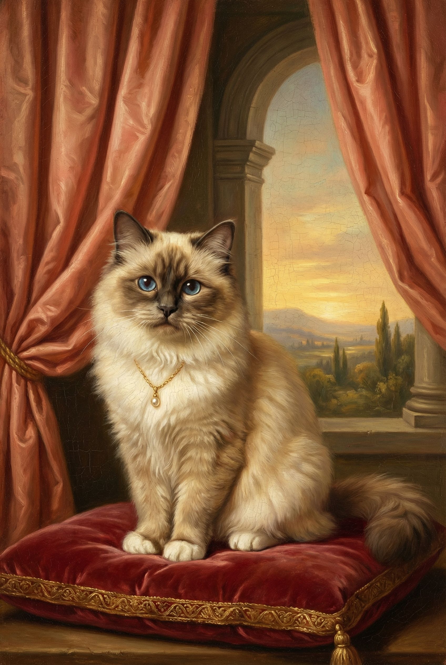 Heilige Birma als barockes Porträt mit goldenem Rahmen